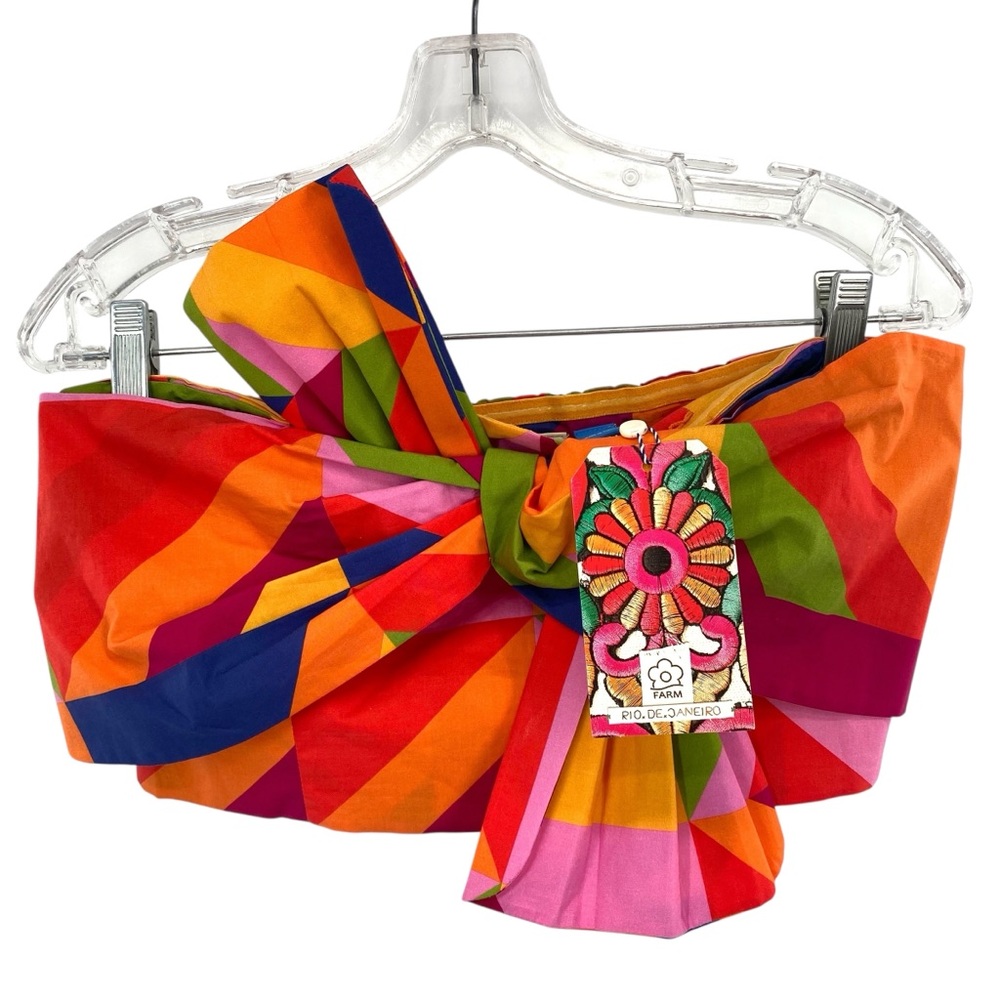 Farm Rio Anthropologie Bandeau Multicolor Geometric Top Crop New Medium